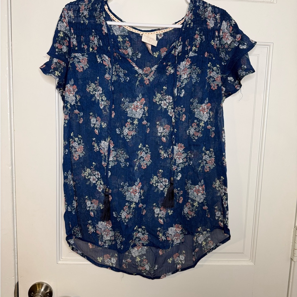 Knox Rose Navy Floral Blouse